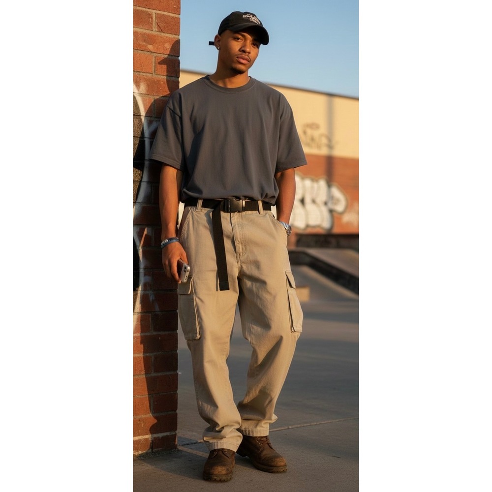 Y2K Plugg Cargo Baggy Pants Skater Streetwear Wide Leg Grunge Size 32x34‎